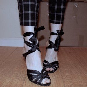 ZIGI SOHO Black Ribbon Ankle Tie Stilettos NWOT